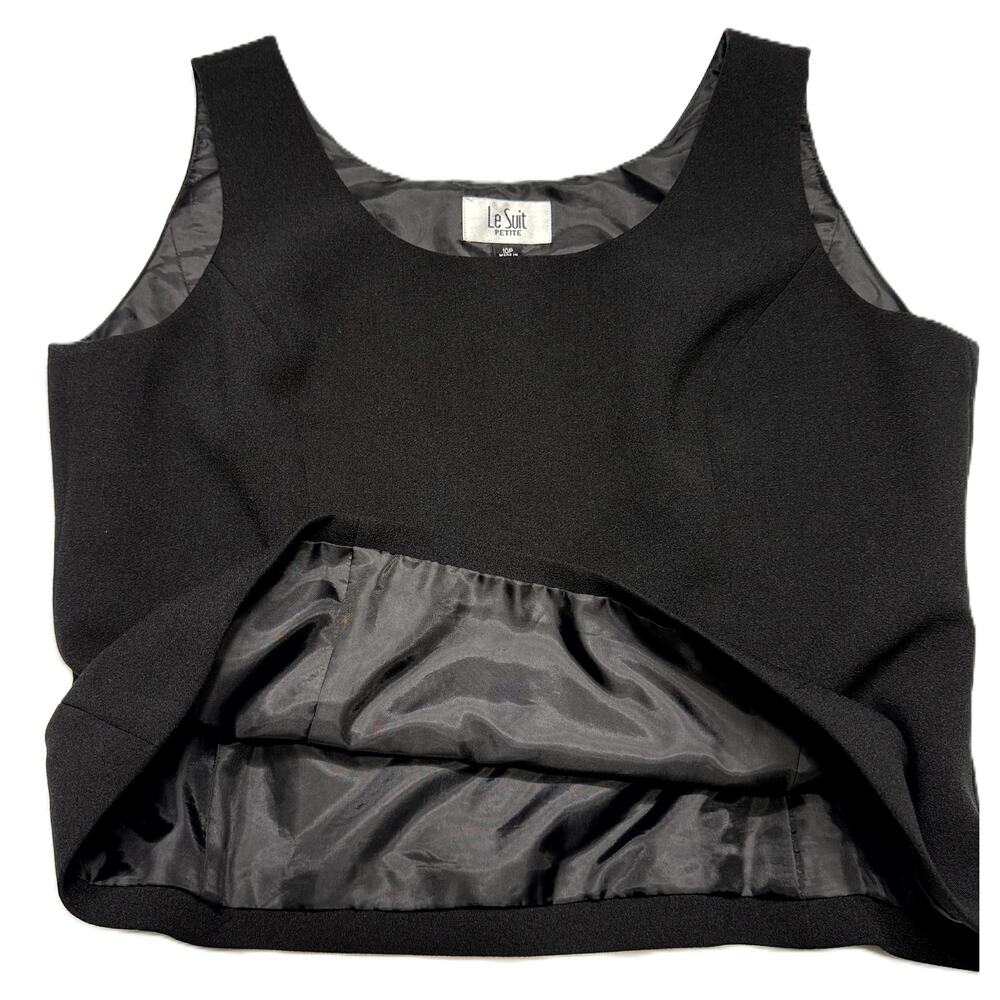Le Suit Petite Top Women Size 10 Black Tank Blouse Side Zip Career - Picture 9 of 10